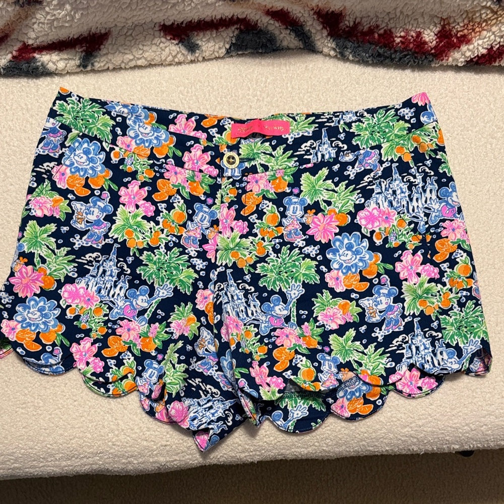 Disney Parks x Lilly Pulitzer buttercup shorts -Navy with Vibrant Floral